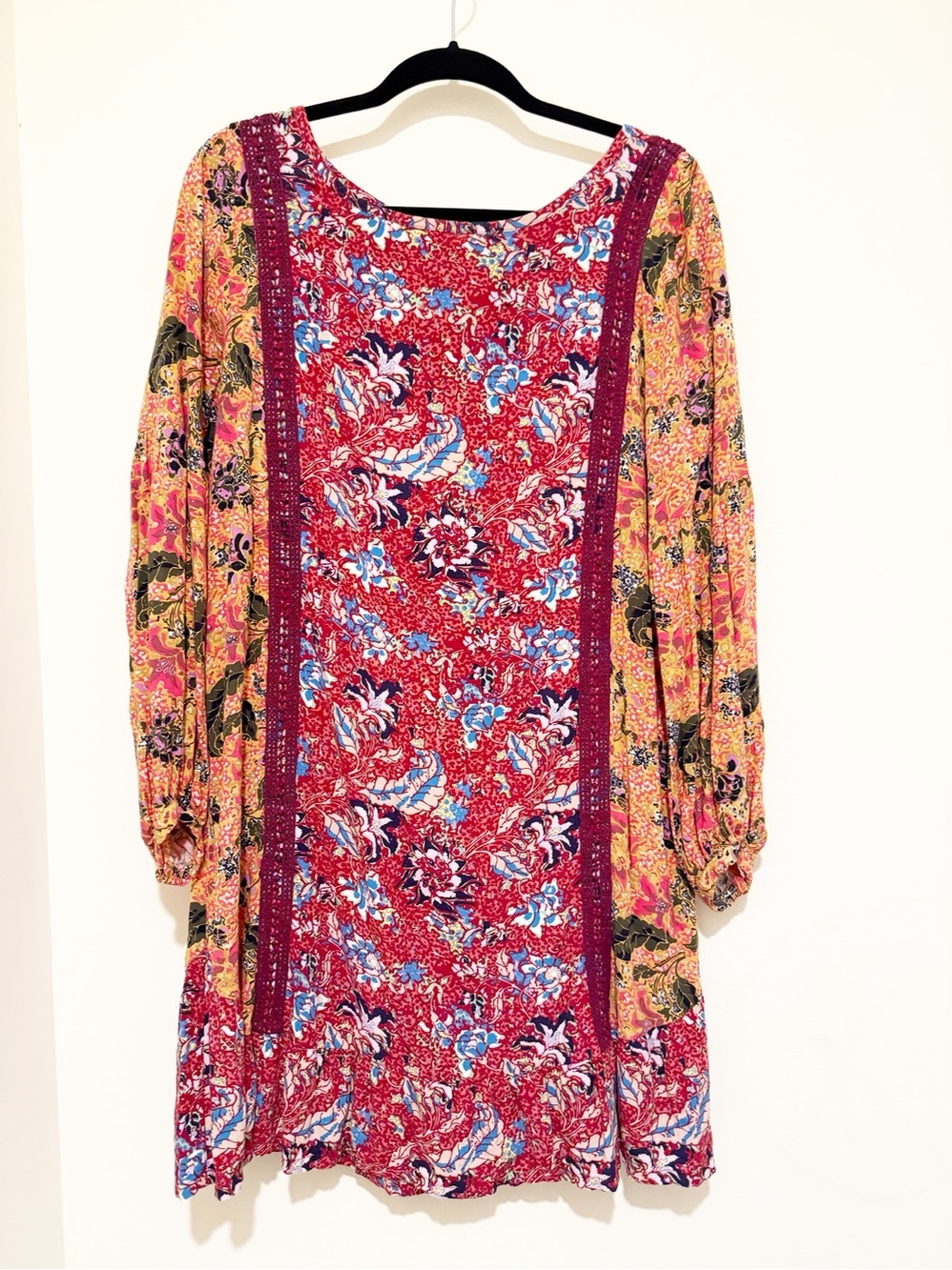 Matilda Jane Mixed-Print Long Sleeve Dress in Red, Pink, Blue